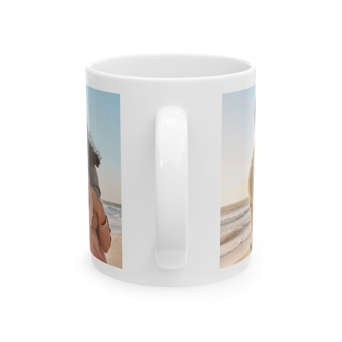 Personalized Photo Ceramic Mug — Custom Beach Couple Collage (11oz & 15oz) - Forever In Words